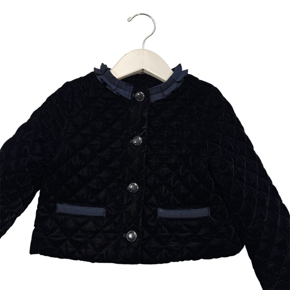 Janie and Jack, velvet, quilted, girl, navy, jacket, 3T, 4T